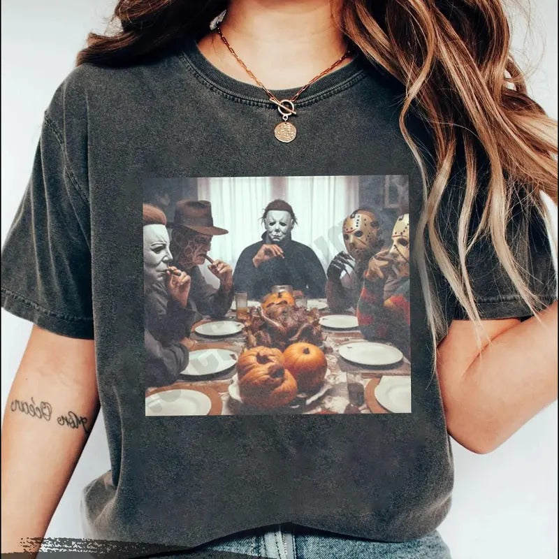 Retro Michaeel Myerrs Halloween Heart Hands Shirt, Vintage Horror Characters Shirt, Halloween Friends Shirt, Mystery...