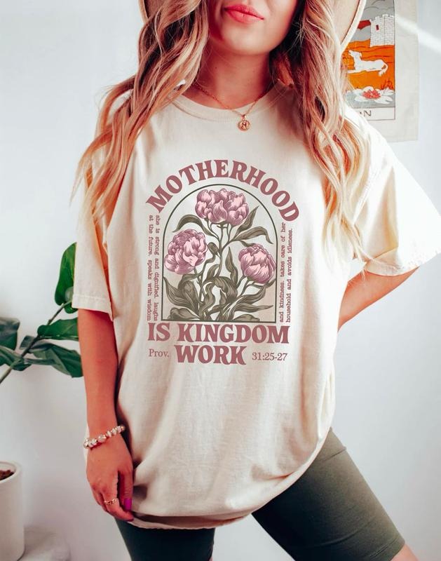 Retro Mom Shirt, Motherhood Is Kingdom Work Shirt, Mothers Day Sweatshirt, Christian Mom Tee, Religious Mom Tee, Mother...
