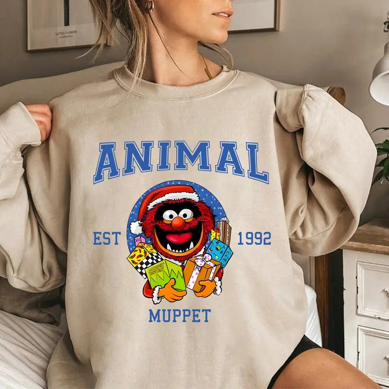 Retro Muppet Christmas Carol Shirt, Animal EST 1992 Shirt, Muppet Lovers Sweatshirt, Christmas Movie Tee Shirt, Xmas...