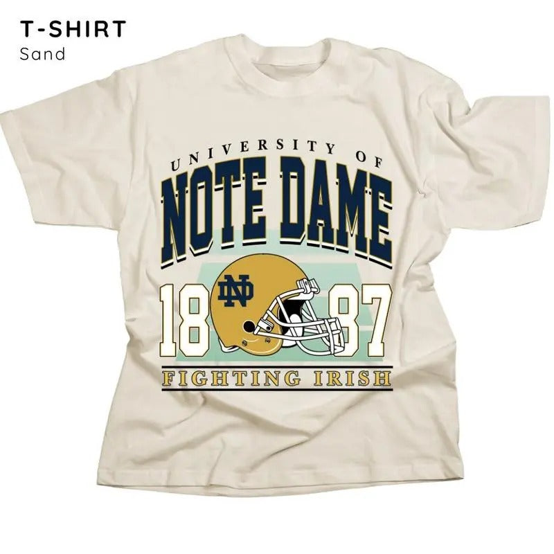 Retro Notredame Football T-Shirt, NCAA Shirt, Sport Shirt, Gift for Men, for Women, Shortsleeve Streetwear Hoodie, Sweatshirt