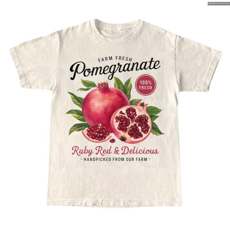 Retro Pomegranate Commercial Graphic Shirt, Vintage Pomegranate T-Shirt, Unisex Y2K Cotton Tee, Gift for Her , Global...