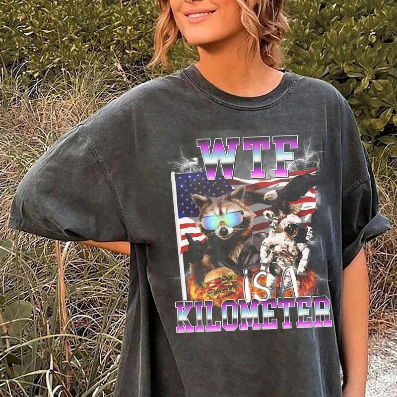 Retro Raccoon W1F Is A Kilometer Shirt,  Funny America Racoon Shirt, 4th Of July Racoon Hoodie, Sweatshirt | HypeDripTees.com