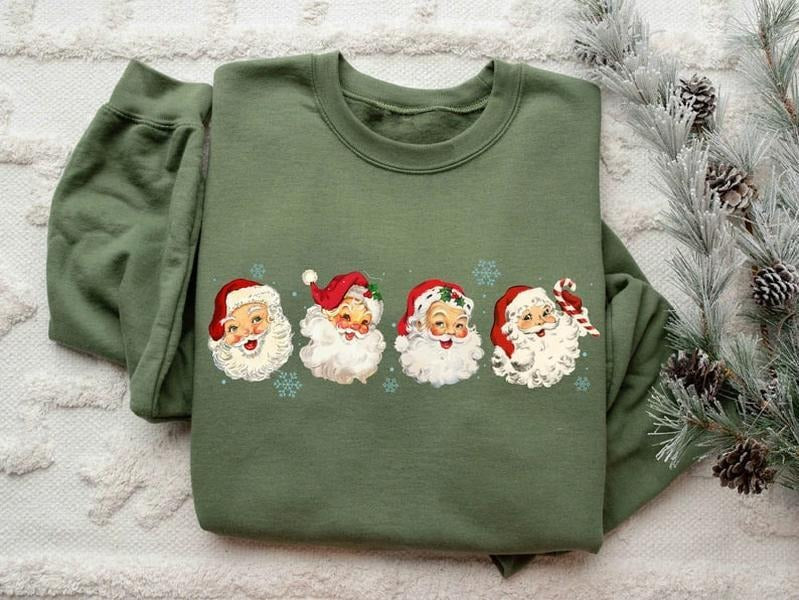 Retro Santa Christmas Sweatshirt, Christmas Santa Sweatshirt, Retro Santa Shirt Gift for Women, Santa Sweatshirt, Women...