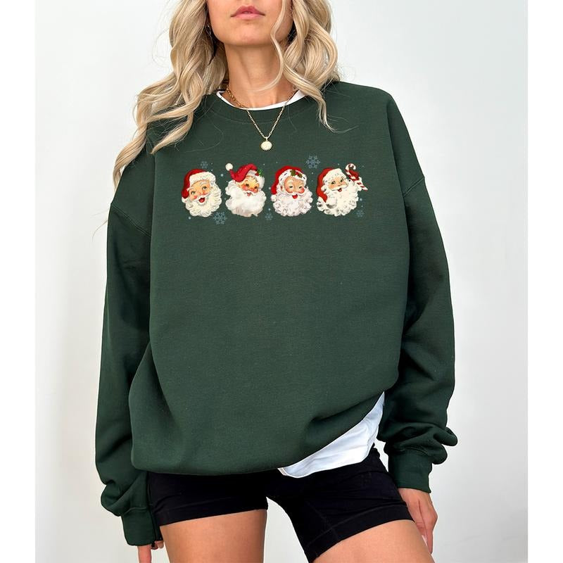 Retro Santa Christmas Sweatshirt, Vintage Santa Claus Crewneck, Christmas Santa Shirt, Santa Sweatshirt, Retro Christmas...