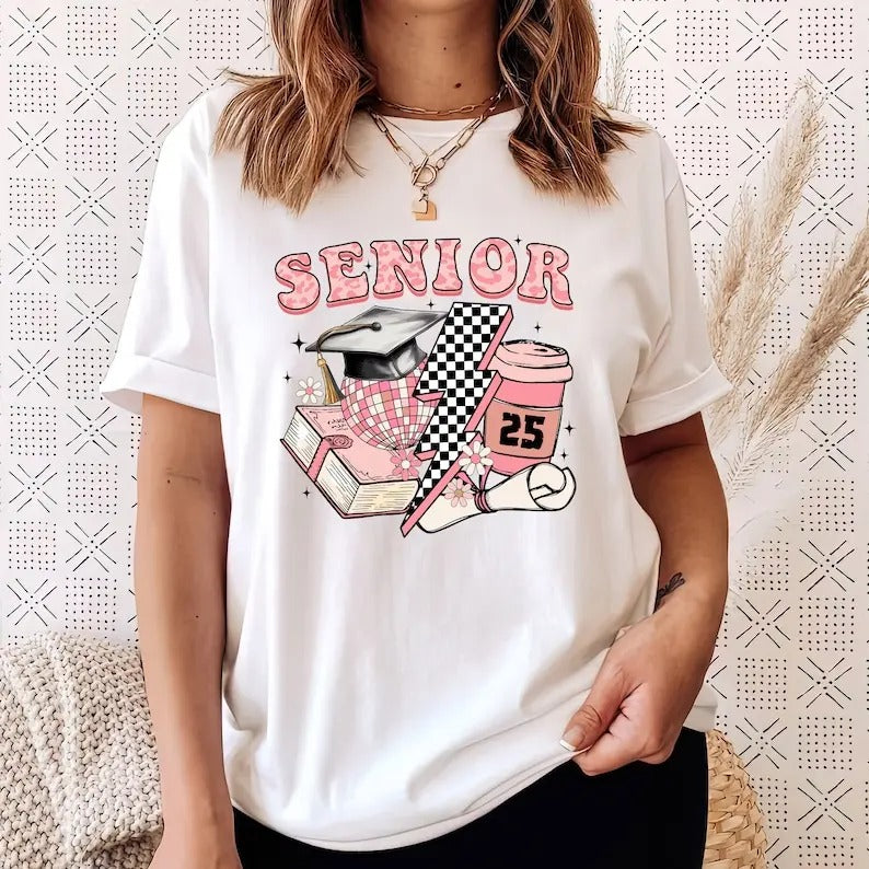 Retro Senior 2025 Shirt, Class Of 2025 Tee, Graduation Shirt, Senior Matching Tee, Girl Graduation Gift Hoodie, Sweatshirt