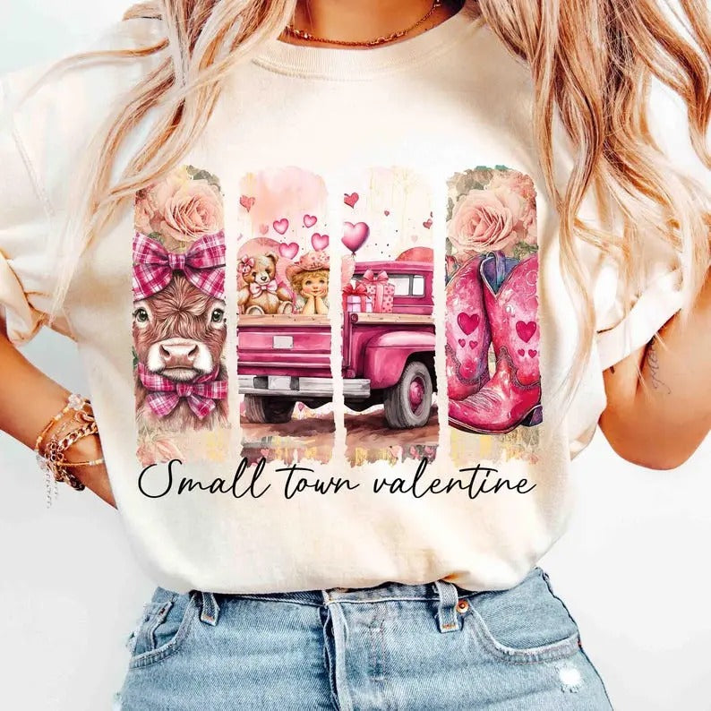 Retro Small Town Valentines_Shirt Gift For Woman and Man Unisex T-Shirt Hoodie, Sweatshirt | HypeDripTees.com
