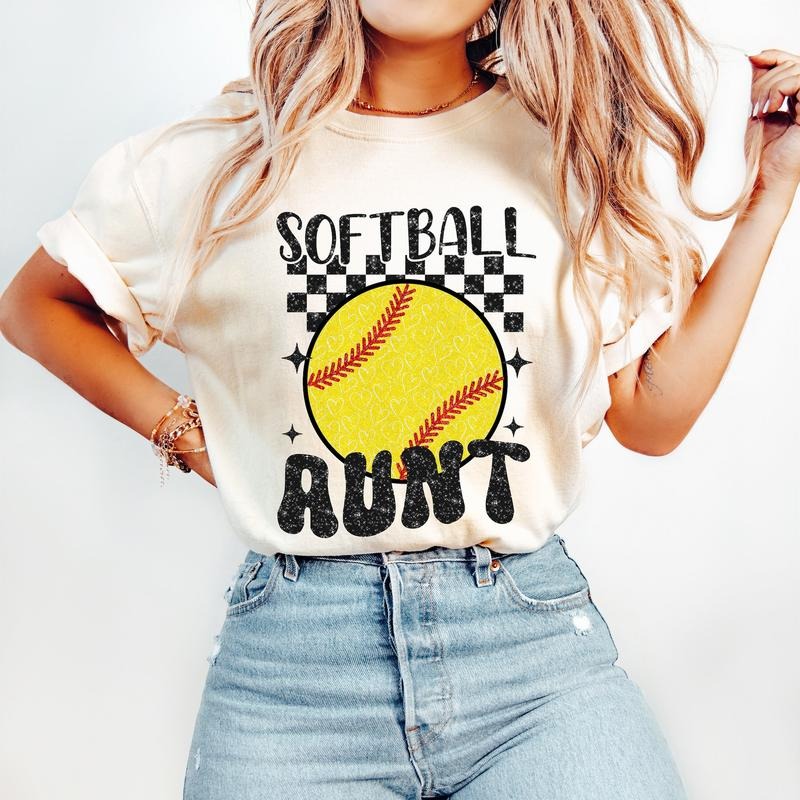 Retro Softball Aunt T-Shirt, Softball T-Shirt, Sports T-Shirt, Softball Mom T-Shirt Hoodie, Sweatshirt | HypeDripTees.com