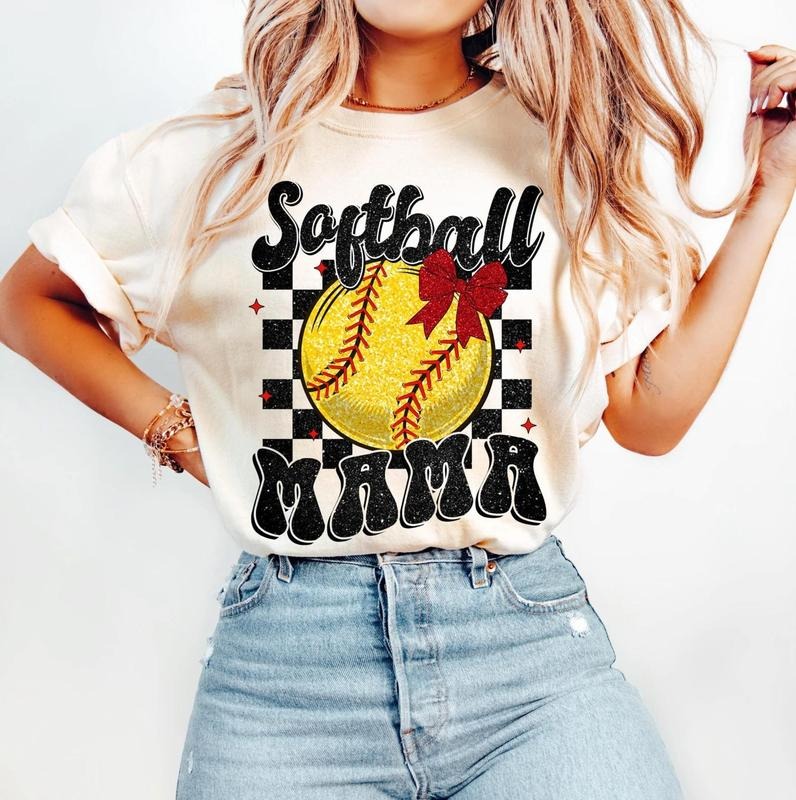 Retro Softball Bundle T-Shirt, Softball Mama T-Shirt, Softball T-Shirt, Softball Coquette T-Shirt, Game Day Softball Bow...