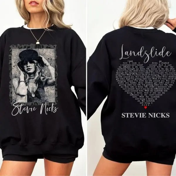 Retro Stevie Nicks Landslide 90s T-shirts, Stevie Fan Merch Graphic Tee Hoodie, Sweatshirt | HypeDripTees.com
