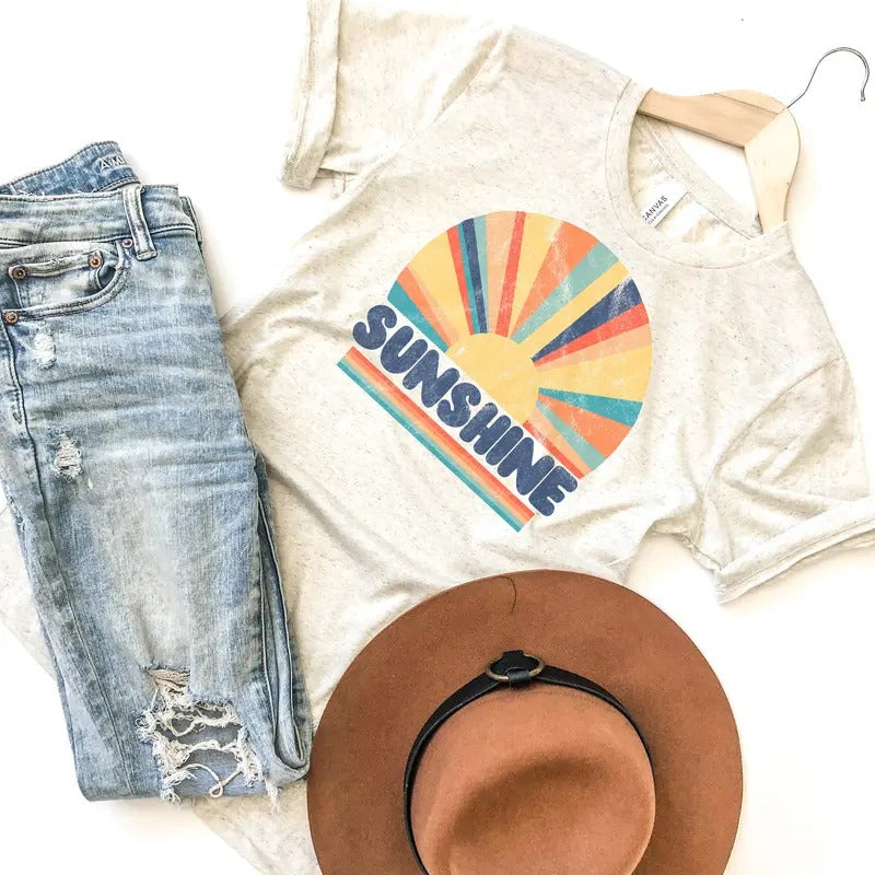 Retro Sunshine Shirt, Retro Sunshine T Shirt, Camping Shirt, Travel Hoodie Sweatshirt | HypeDripTees.com