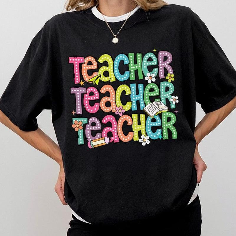 Retro Teacher Floral Shirt, Teach Love Inspire T-shirt, Back To School Teacher Tee, Teacher Appreciation Gifts, Teacher...