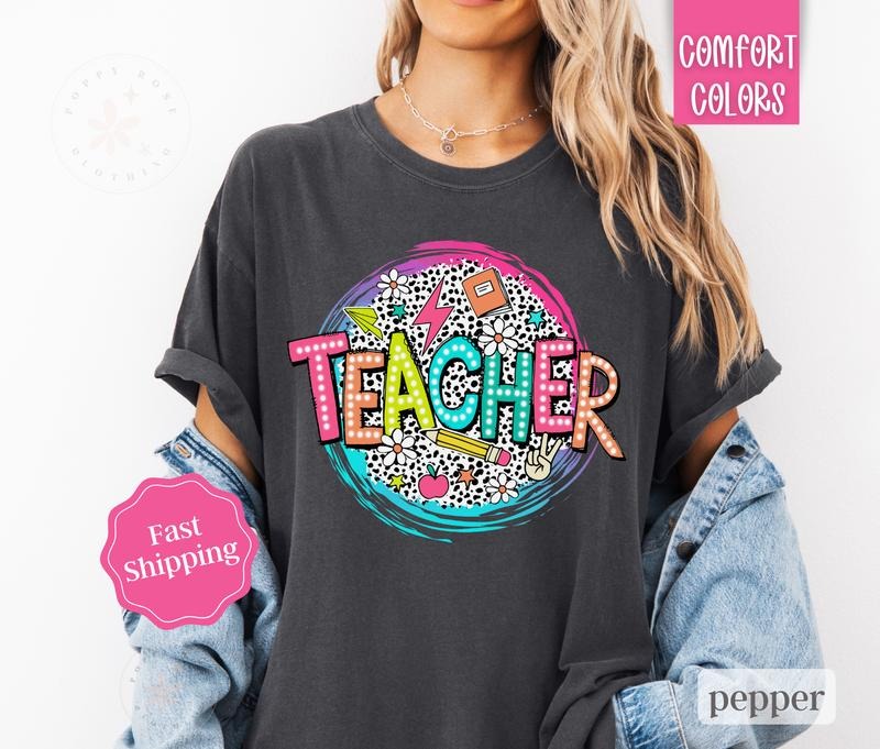 Retro Teacher Shirt Comfort Colors,  Gift for Teacher Appreciation Day, Teach Tee Hoodie, Sweatshirt | HypeDripTees.com