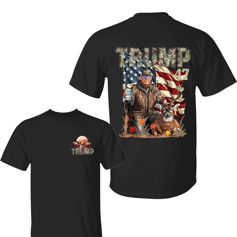 Retro Trum Hunting With Bussch Light Shirt, Trump and Your Hunt Deer, Hunter Trum Shirt Gift for Trummp Supporter, Full...