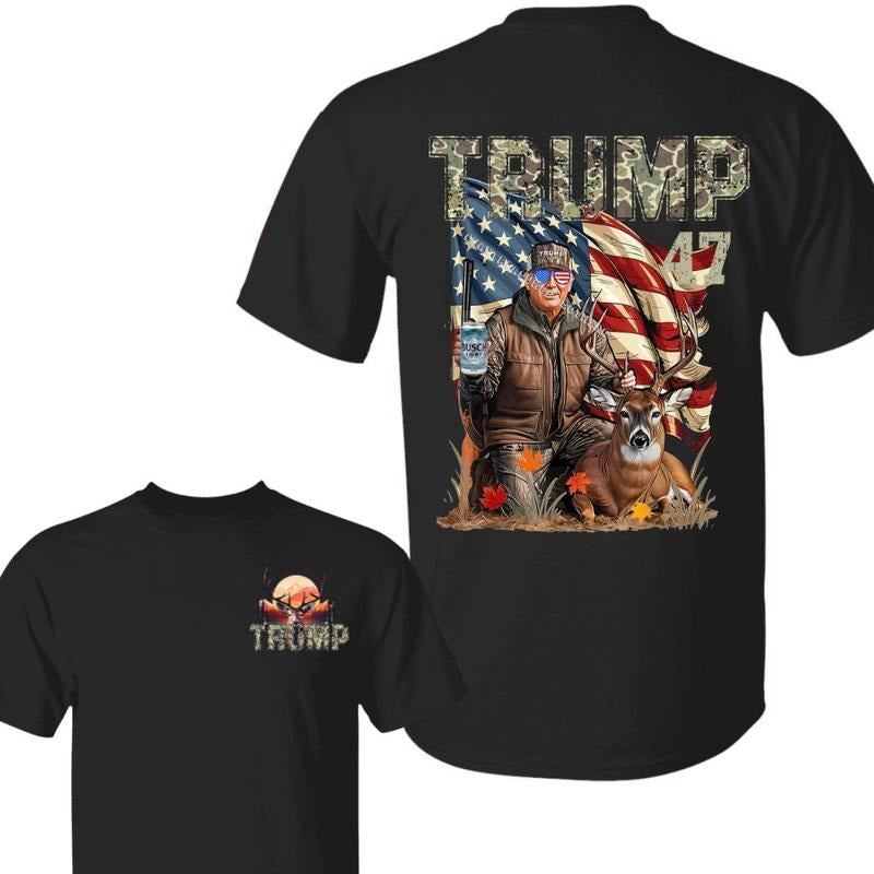 Retro Trummpp Hunting With Bush Light Beer T-Shirt, Trummpp and Your Hunt Deer, Hunter Trummpp T-Shirt Gift for Trummpp...