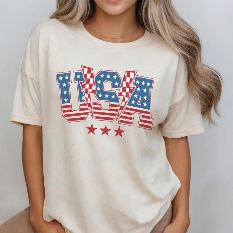 Retro USA 4th Of July Shirt, Patriotic Shirt, 4th Of July Checkered Shirt, America Checkered Shirt, Independence Day T...