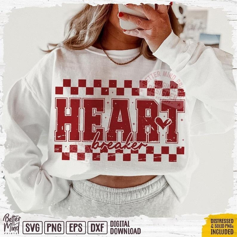 Retro Valentines Day Shirt, Heart Breaker Shirt, Retro Valentine Varsity Shirt, XOXO Shirt Design, Anti Valentine's Day...