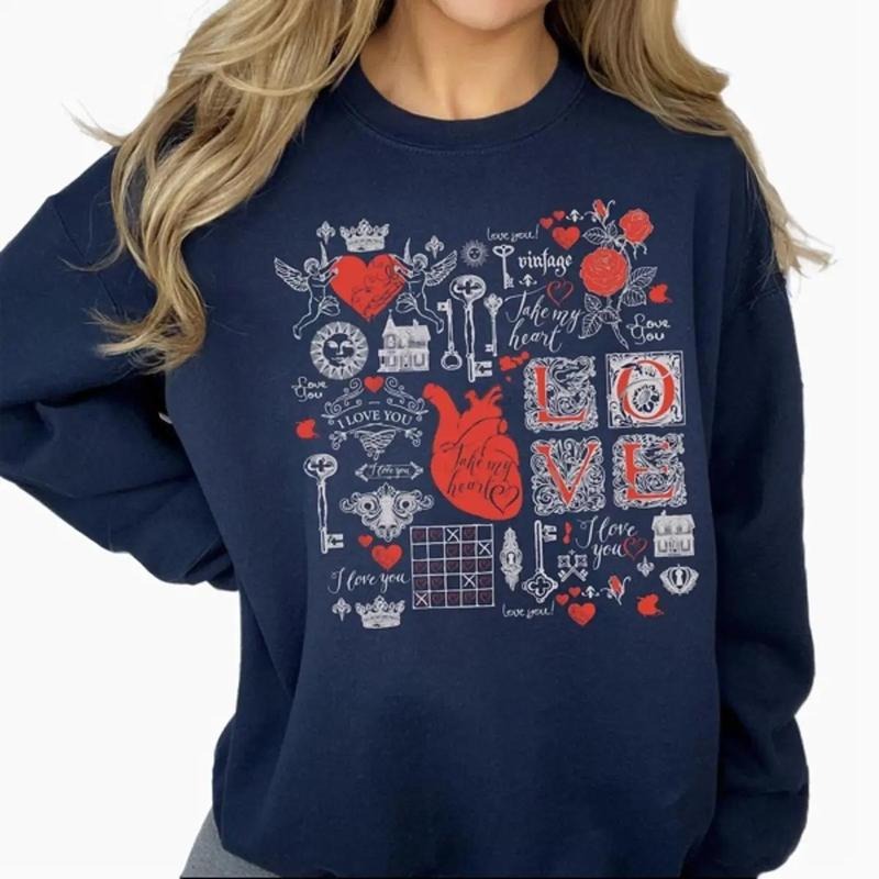 Retro Valentines Day Sweatshirt, Women Valentine Sweater T-Shirts, Hoodie | HypeDripTees.com