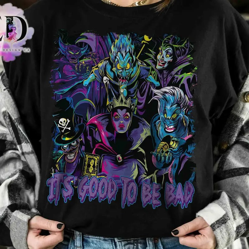 Retro Villains It's Good To Be Bad T-shirt, Halloween Family 2024 Trip Hoodie, Sweatshirt | HypeDripTees.com