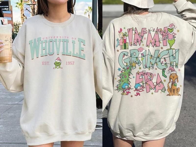 Retro Whoville University Sweatshirt, In My Grinch Era Crewneck, Grinchmas Hoodie, Grinch University Sweater, Grinch...