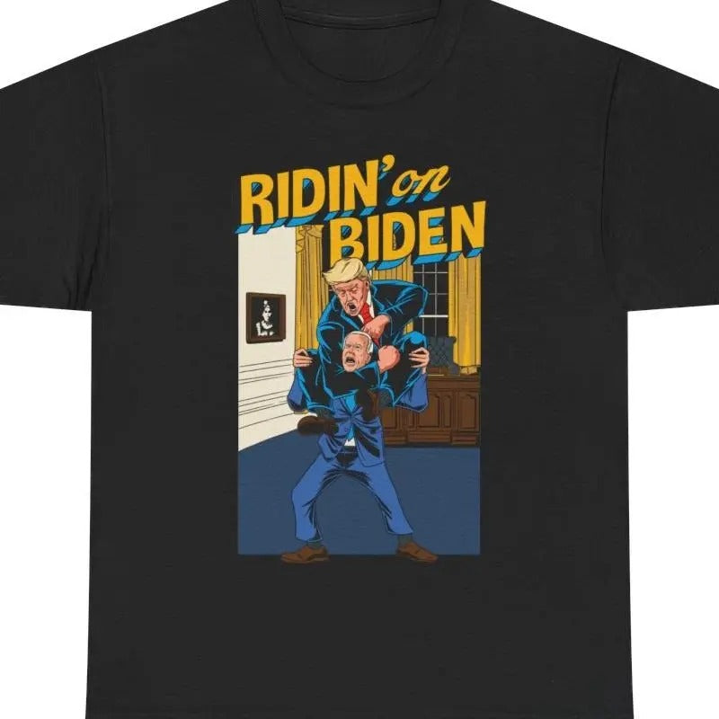 Ridin' on Biden T-Shirt - Men & Women - Funny Viral Political 100% Cotton T-Shirt Hoodie, Sweatshirt | HypeDripTees.com
