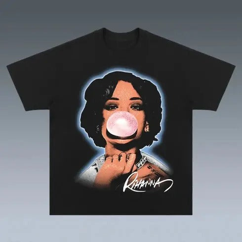 Rihanna Unisex T-shirt, 90s Classic Retro Unisex Tshirt Tour 2024, Vintage 90s Rap Hip Hop Shirt Shortsleeve Top Crewneck...