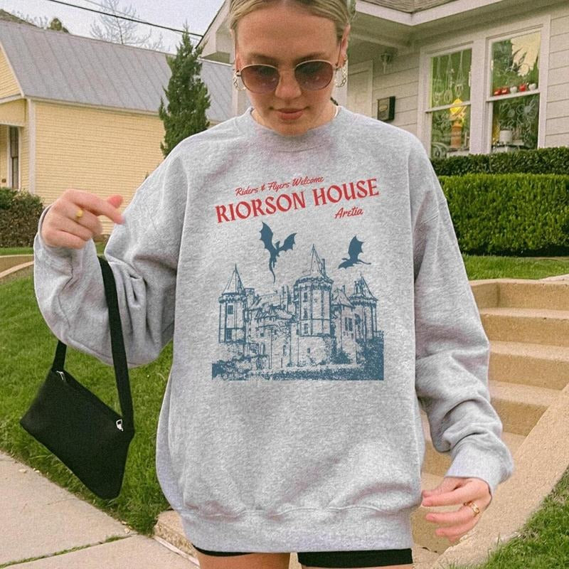 Riorson house sweatshirt, fourth wing Basgiath war college T-shirt, xaden riorson crewneck violet sorrengail iron flame...