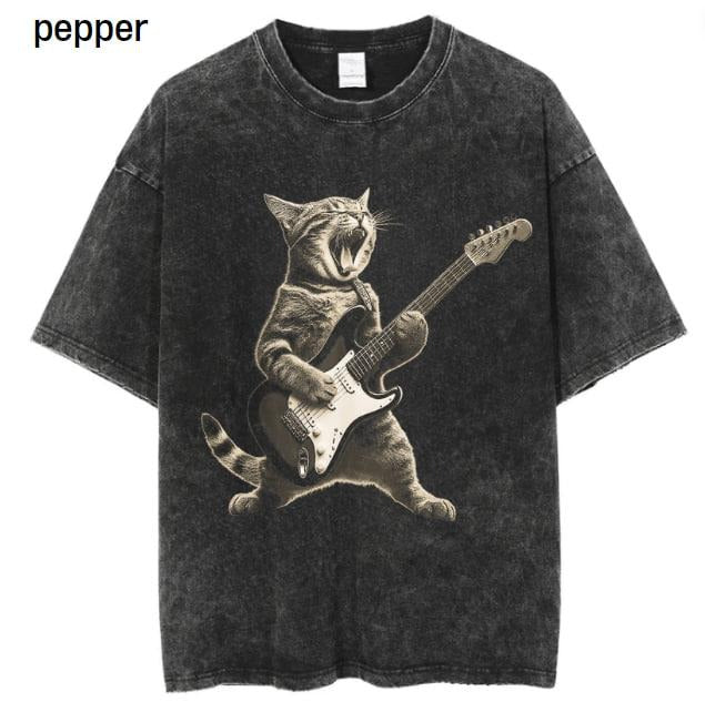 Rock Cat Playing Guitar Vintage Shirt, Retro Funny Guitar Cat T-Shirt, Cat Lovers, Rock Lovers Gift, Funny Gift, Rocker...