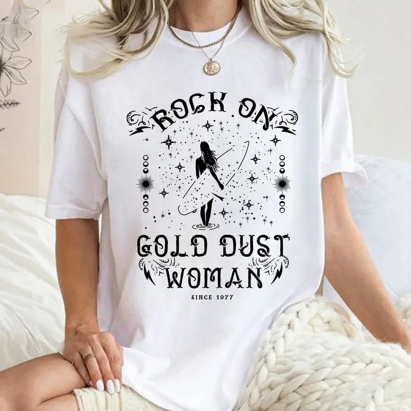 Rock On Gold Dust Woman Shirt, Stevie Nicks Shirt Hoodie, Sweatshirt | HypeDripTees.com