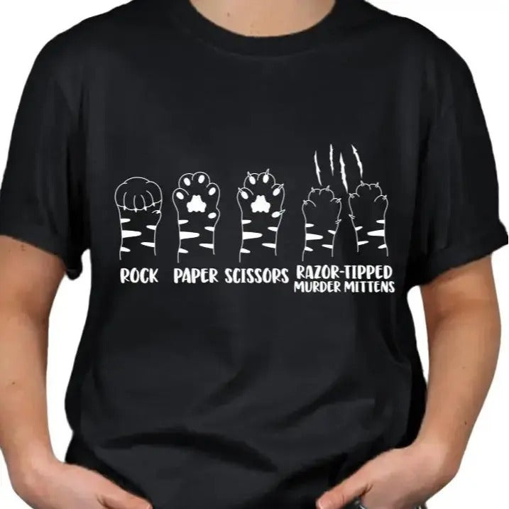 Rock Paper Scissors Funny Cat Casual Softstyle T-shirt Shortsleeve Streetwear women Hoodie, Sweatshirt | HypeDripTees.com