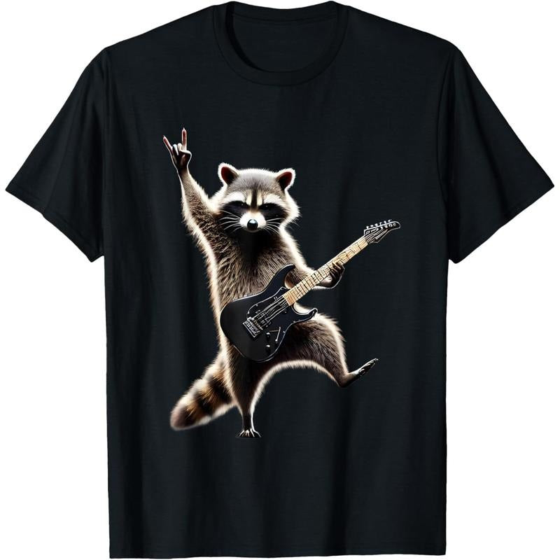 Rock Raccoon Heavy Retro Roll Animal Lovers Metal Music T-Shirt made in us Hoodie, Sweatshirt | HypeDripTees.com