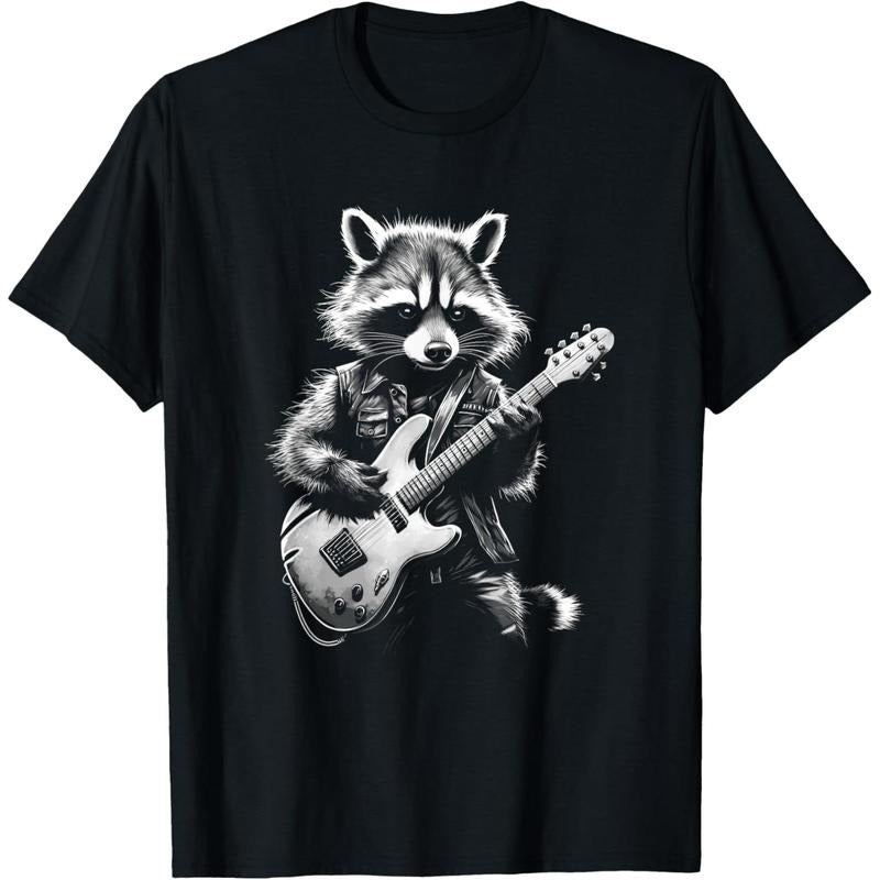 Rock Raccoon Playing Guitar - Funny Guitar Raccoon T-Shirt made in us Hoodie, Sweatshirt | HypeDripTees.com
