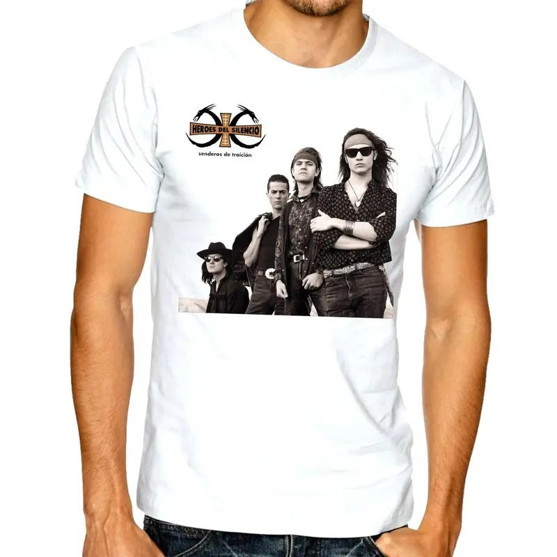 Rock en español: Heroes Del Silencio Senderos T-Shirt Playera Casual Classic Cotton Crewneck Menswear Soft Top Jacket Tee...
