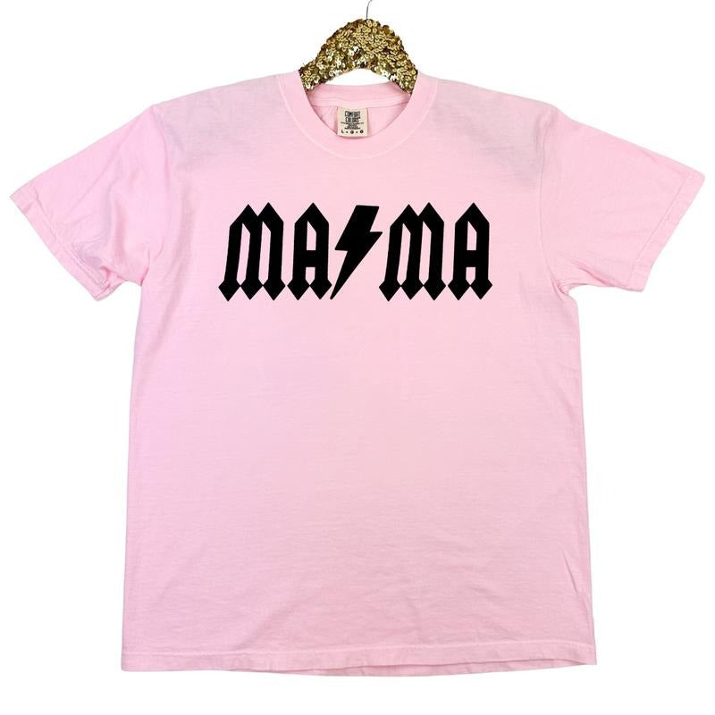 Rocker Mama Lightning Bolt Comfort Colors T-Shirt Hoodie, Sweatshirt | HypeDripTees.com