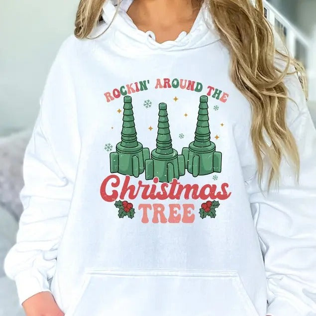 Rockin' Around The Christmas Tree Hoodie, Nurse Respiratory Therapist Christmas Shirt, Funny RT Xmas Trees Shirt, ICU Rn...