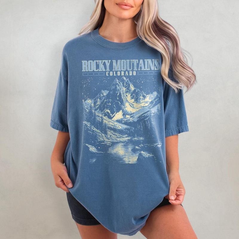 Rocky Mountains Shirt, Retro Comfort Colors T-Shirt, Colorado Tshirt, Oversized National Park T Shirt, Nature Graphic...