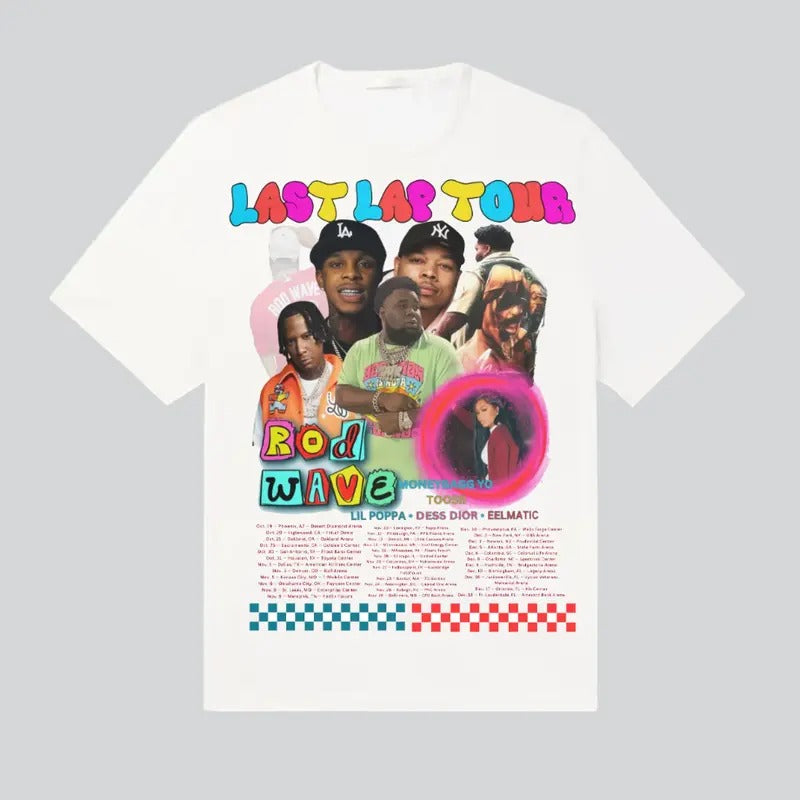 Rod Wave Last Lap Graphic Tour 2024 Rap Tee Shirt Big Face Money Bagg Poppa Toosiii Hoodie, Sweatshirt | HypeDripTees.com