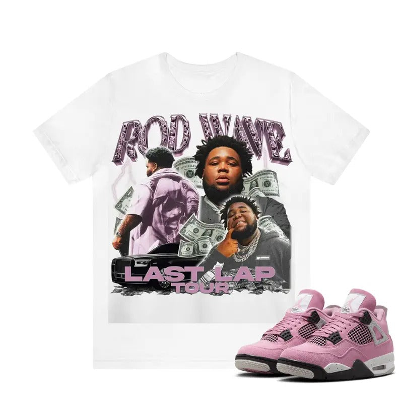 Rod Wave Last Lap Match AJ 4 Orchid Neutral Sneakers Outfits, Graphic Streetwear Y2k Cotton T-shirt Hoodie, Sweatshirt