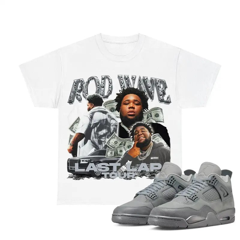 Rod Wave Last Lap Tour 4s Retro Wet Cement Sneakers Outfits, Graphic Streetwear Y2k Cotton T-shirt Hoodie, Sweatshirt