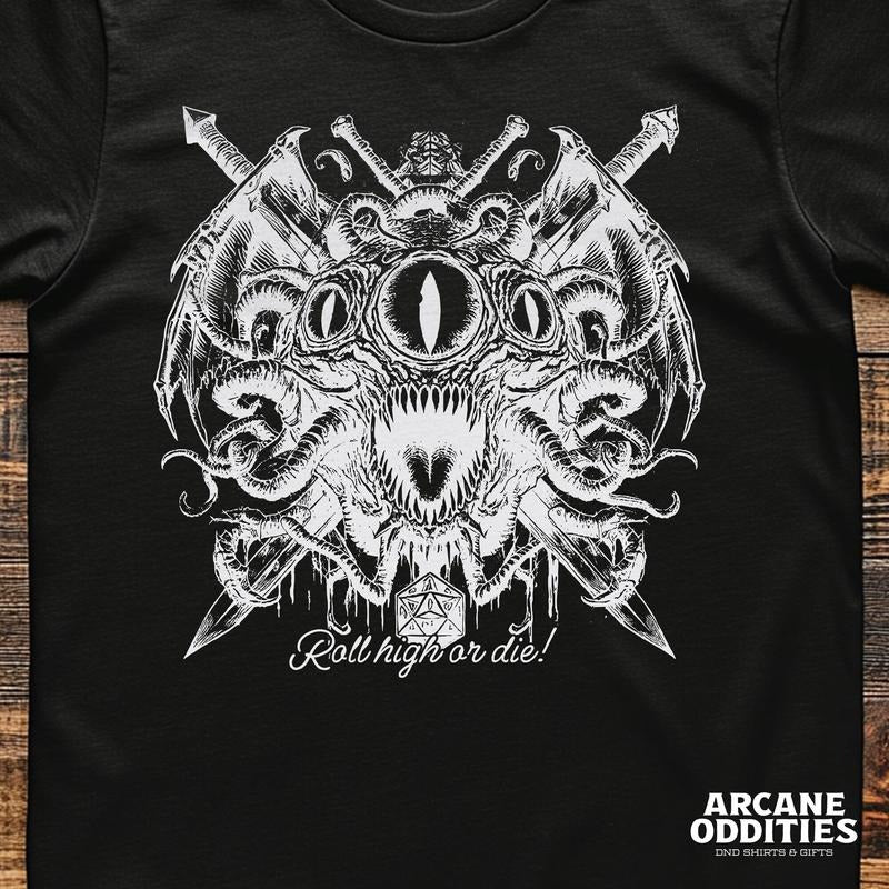 Roll High Or Die Dnd Shirt For Men , Cool D&D TShirt, Dungeon Master Gifts, Dnd Merch And Critical Role Apparel, Perfect...