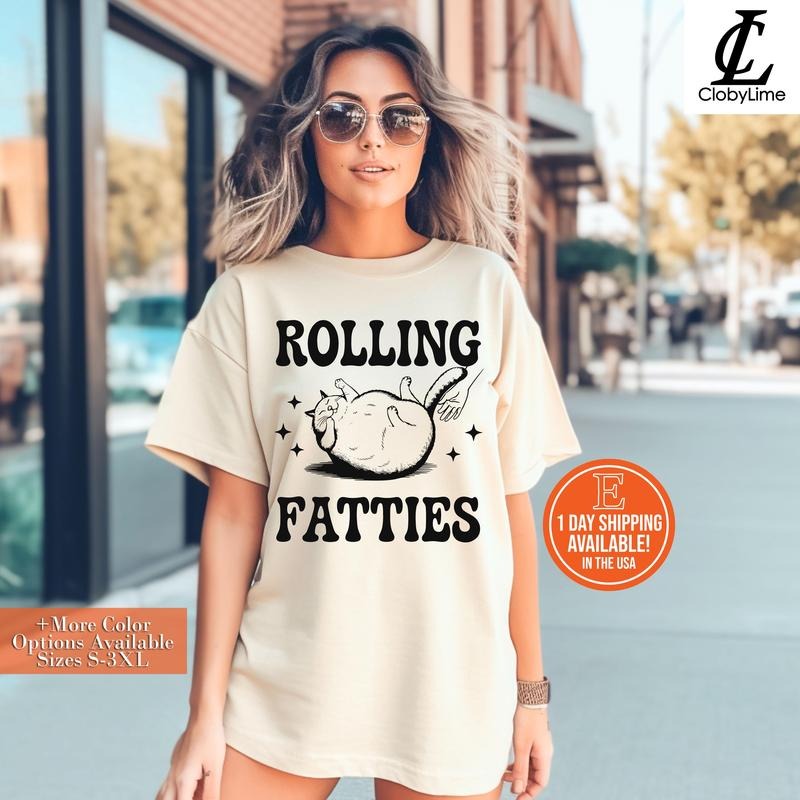 Rolling Fatties Cat Shirt Funny  Tshirt   Gift Vintage Cat Graphic Sweatshirt Fat Cat Meme Shirts Hoodie | HypeDripTees.com