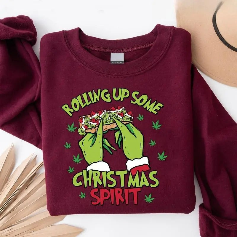 Rolling Up Some Christmas Spirit Christmas Season Sweatshirt, Christmas Shirt, Unisex Classic Cotton T-shirt Sweatshirt...