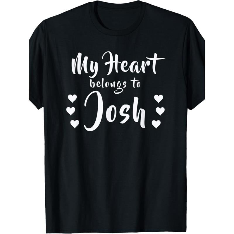 Romantic Black Women's T - Shirt - "My Heart belongs to Josh" with Heart Accents Hoodie, Sweatshirt | HypeDripTees.com