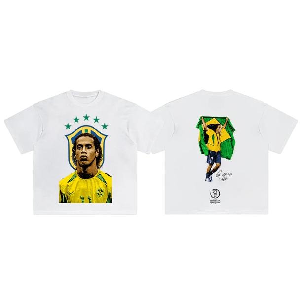 Ronaldinho Brazil T-Shirt, Ronaldinho 2-Sided Vintage Graphic Tees, Unisex Soccer Shirt, Sport Merch, Gift For Fan,...