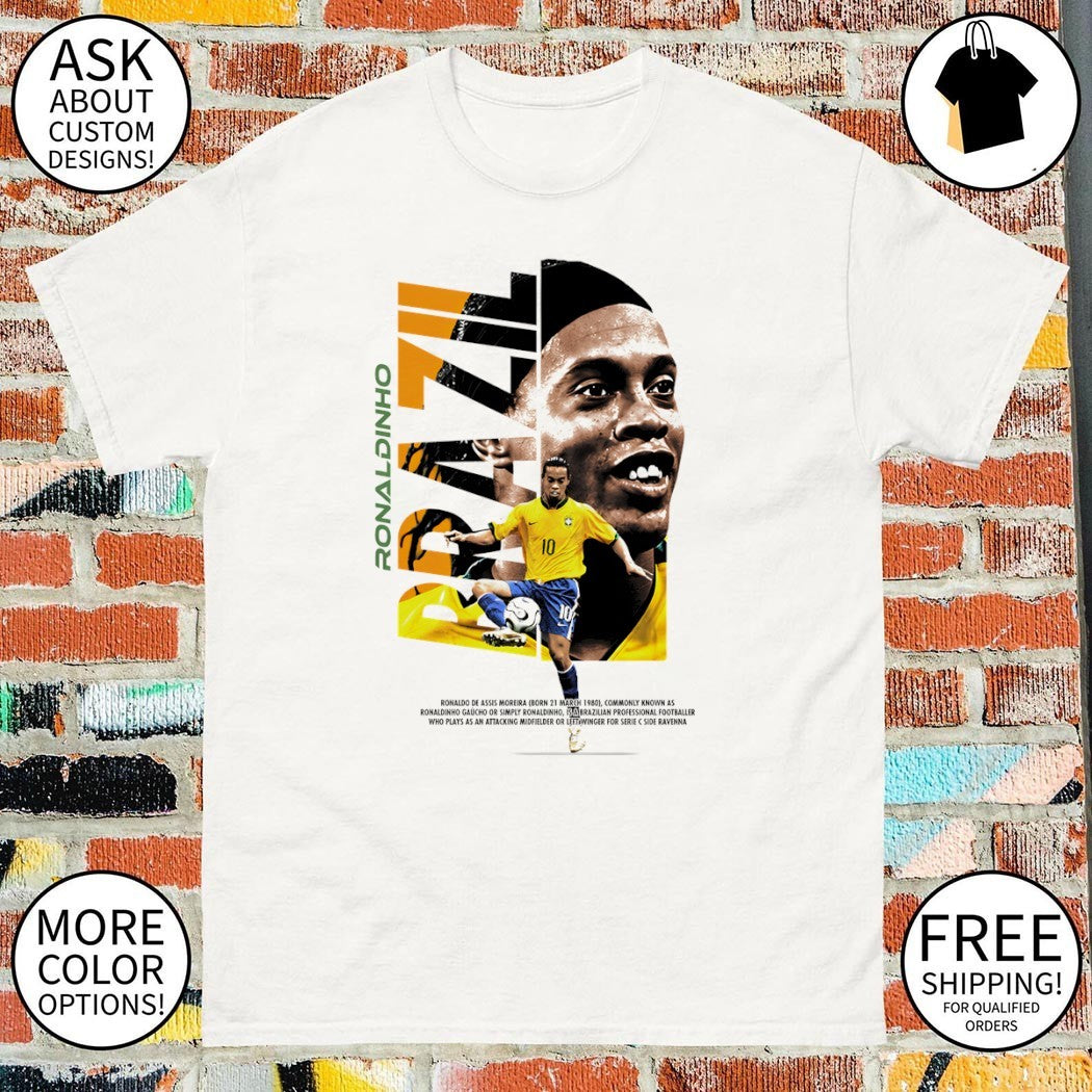 Ronaldinho Gaucho Brazil Soccer Ronaldo de Assis Moreira poster vintage shirt