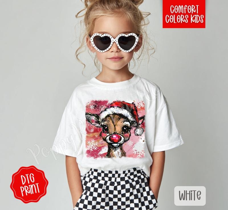 Rudolph Youth Comfort Colors Tshirt, Christmas Tee for Kids Hoodie, Sweatshirt | HypeDripTees.com