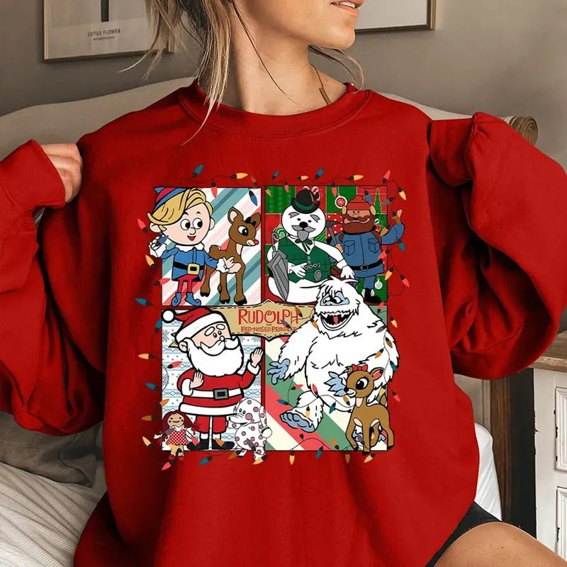 Rudolph the Red-nosed Reindeer Christmas  Season Shirt, Christmas Frosty the Snow Man Sweatshirt, Frosty's Snowflake...