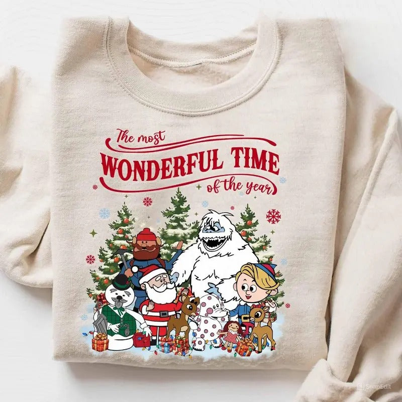 Rudolph the Red-nosed Reindeer Christmas Shirt,Christmas Frosty the Snow Man Sweatshirt, Frosty's Snowflake Hoodie,...