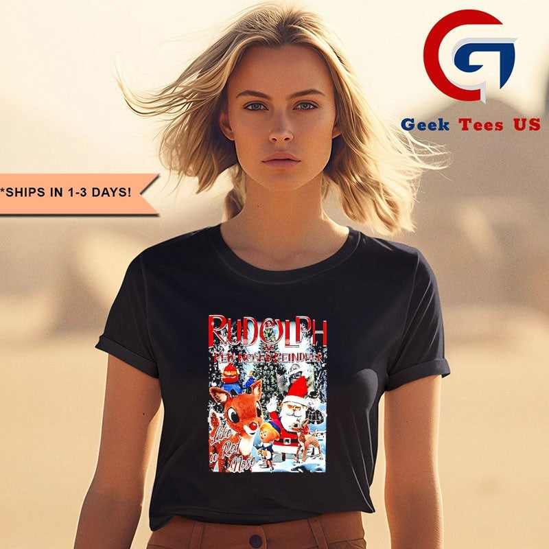 Rudolph the red nosed reindeer like a red nose Christmas cartoon shirt