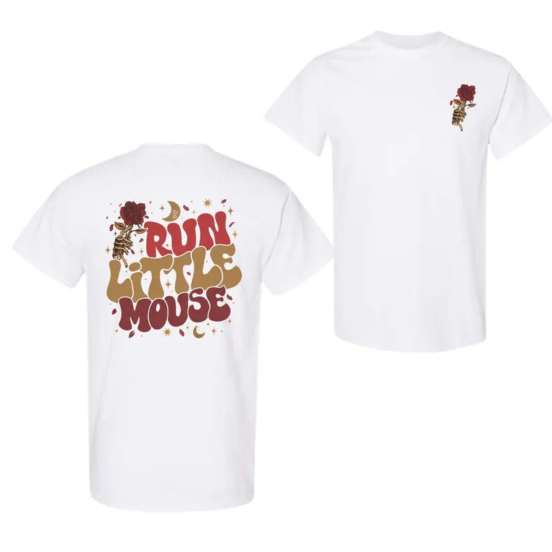 Run Little Mouse Skeleton Holding Roses Dark T-Shirt, For Men And Women, Trendy Shirt Hoodie, Sweatshirt | HypeDripTees.com