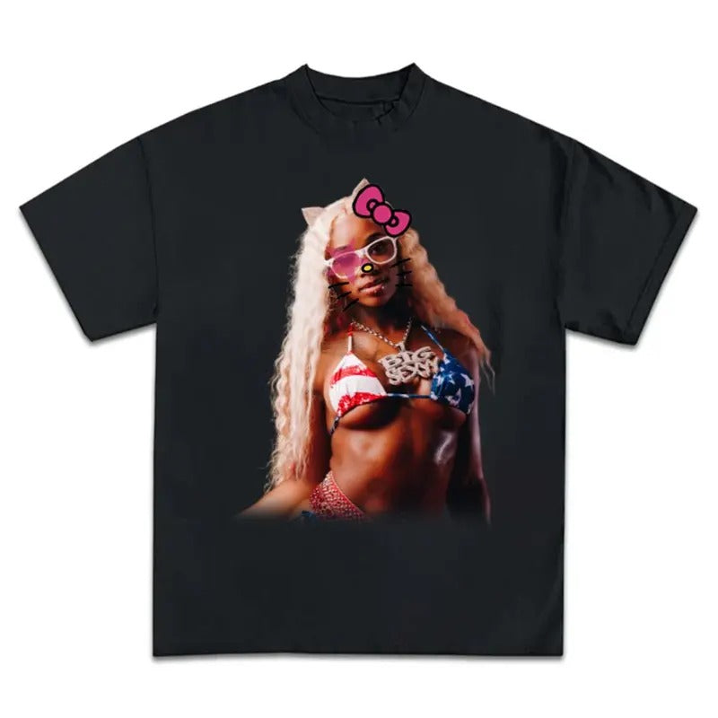 S Red Kitty Super Star Graphic Rap Tee Shirt Streetwear New Design Hoodie, Sweatshirt | HypeDripTees.com
